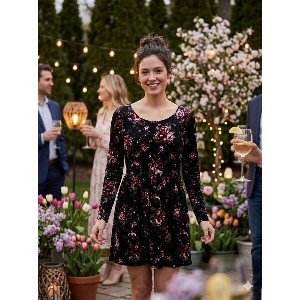 One Clothing Long Sleeve‎ Velvet Feel Dress. Very Light. 19" PTP, 34" Long. ...